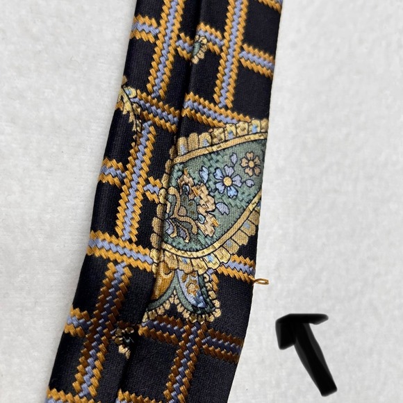 Robert‎ Talbott Seven Fold Limited Edition Silk Tie Lattice Paisley Black Gold - Picture 9 of 11